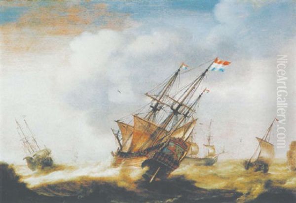 Marine Oil Painting by Jacob Gerritz Loef