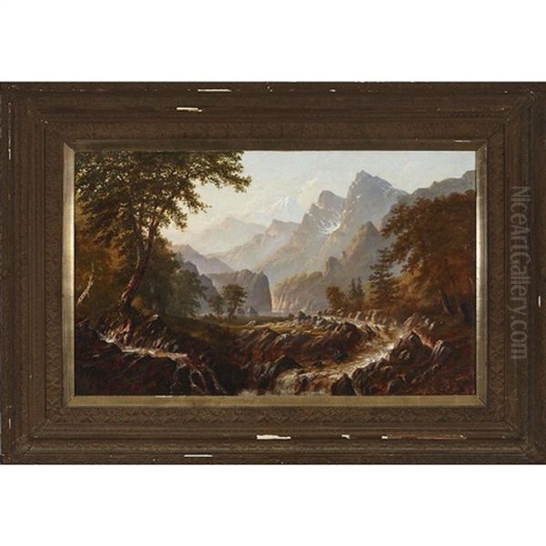 Rocky Mountain Vista Oil Painting by Alexander Francois Loemans