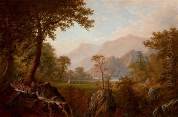 Scene In The Rockies Oil Painting by Alexander Francois Loemans