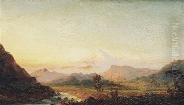 South American Landscape Oil Painting by Alexander Francois Loemans