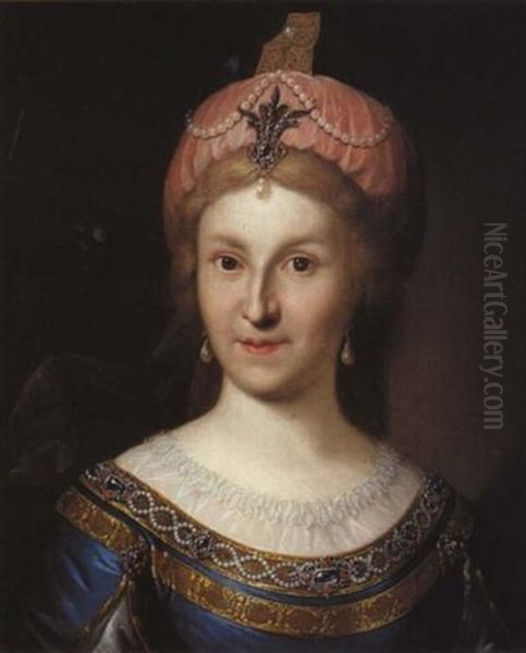 Portrait Of Maria Fedorovna (?) Oil Painting by Johann Hieronymus Loeschenkohl