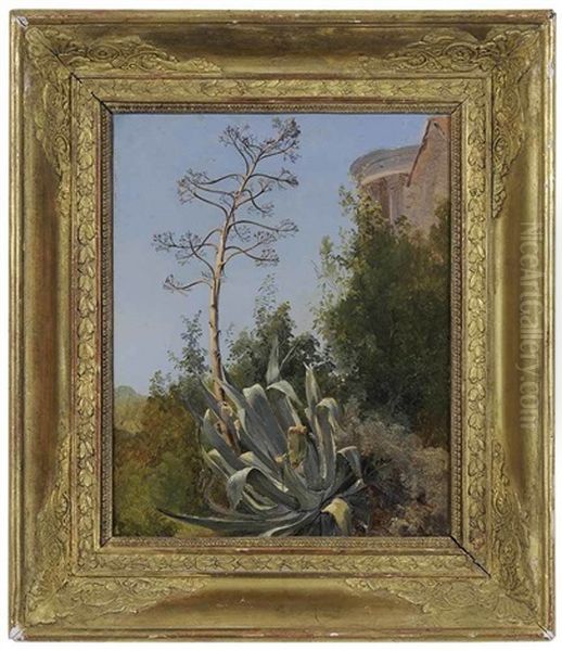 Aloe And Ruins Oil Painting by August Loeffler