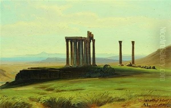 Vue Du Temple De Zeus A Olympie Oil Painting by August Loeffler