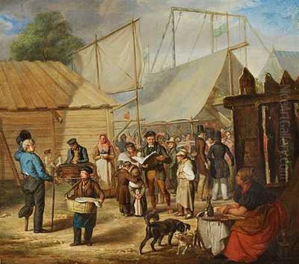 Folkeliv Pa En Markedsplads Oil Painting by Carl Loffler