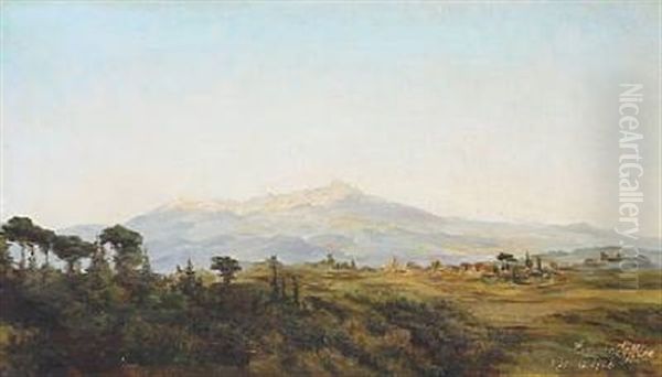 Scenery From The Roman Campagna Oil Painting by Emma Auguste Loffler