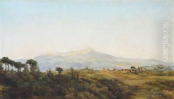 Scenery From The Roman Campagna Oil Painting by Emma Auguste Loffler