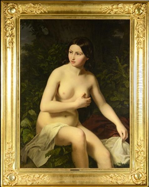 Nude Girl Oil Painting by Ludwig Loeffler