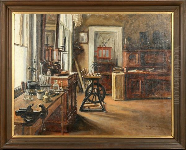 Interior Fran Verkstad Oil Painting by Karl Ii Bennewitz Von Lofen