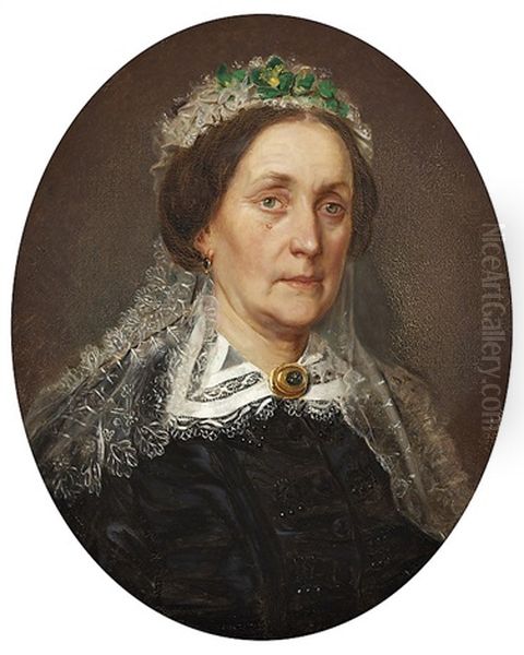 Cecilia Gustava Meijer (1812-99, Nee Lindroos) Oil Painting by Erik Johan Loefgren