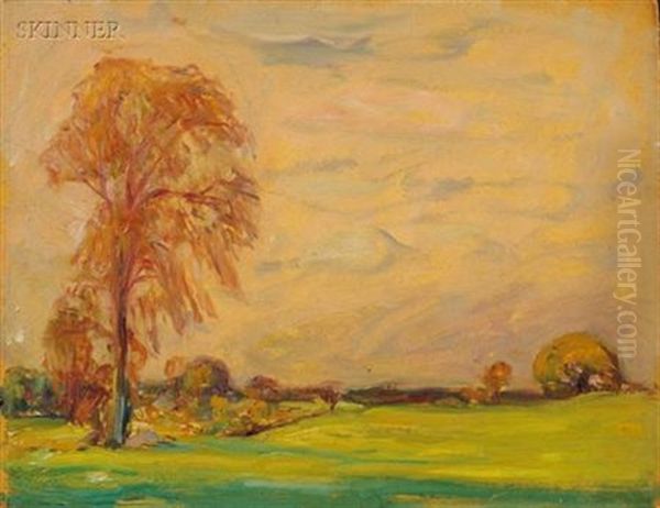 View Of Summer Fields (+ Another; 2 Works) Oil Painting by Robert Henry Logan