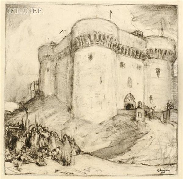 Algerian Castle (+ 3 Others; 4 Works) Oil Painting by Robert Henry Logan