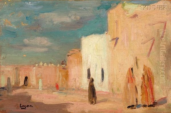 Street Scene (+ North African Landscape With Goat; 2 Works) Oil Painting by Robert Henry Logan