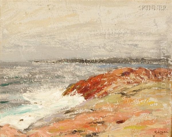 Cliffs (+ Rough Seashore; 2 Works) Oil Painting by Robert Henry Logan