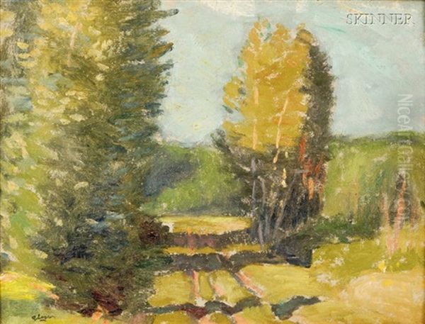 Trees (+ Dirt Path Through Trees; 2 Works) Oil Painting by Robert Henry Logan