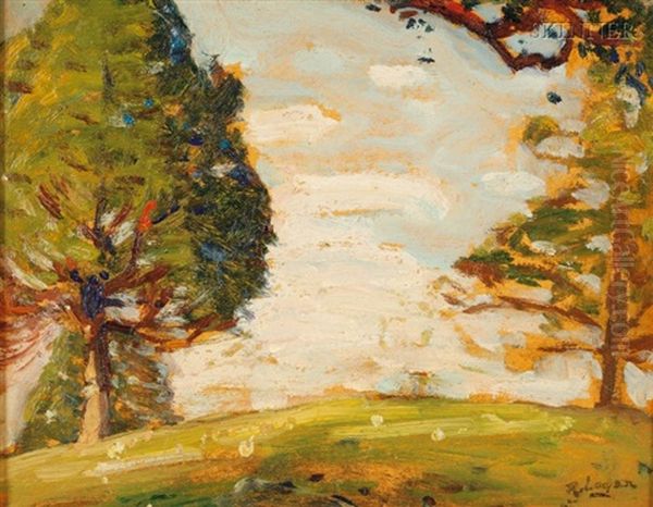 Two Trees And Clouds (+ 2 Others; 3 Works) Oil Painting by Robert Henry Logan