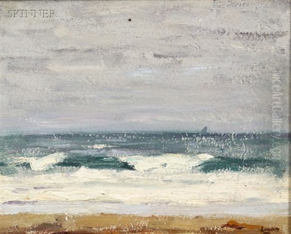 Beach Scene (+ Another; 2 Works) Oil Painting by Robert Henry Logan