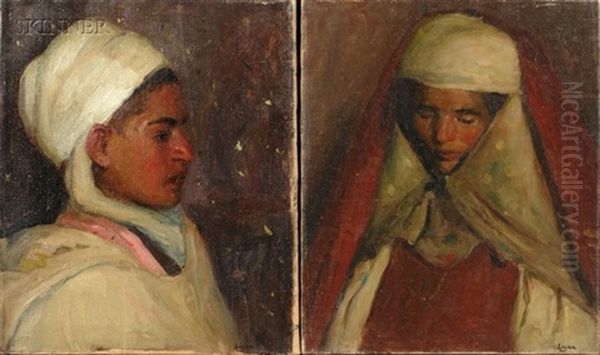 Algerian Portrait (+ Another; 2 Works) Oil Painting by Robert Henry Logan