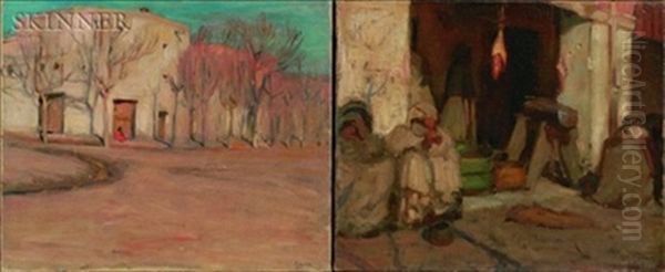 Algerian Scene (+ Another; 2 Works) Oil Painting by Robert Henry Logan