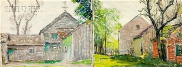 Barn View (+ Another; 2 Works) Oil Painting by Robert Henry Logan