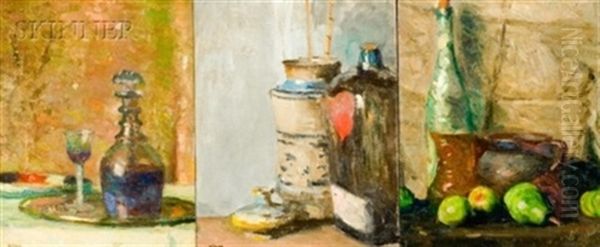 Still Life (+ 2 Others; 3 Works) Oil Painting by Robert Henry Logan