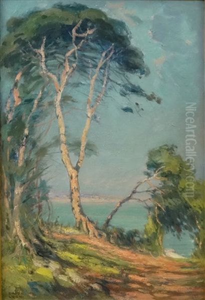 Trees With Cliff Oil Painting by Kimon Loghi