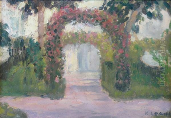 Pergola With Roses Oil Painting by Kimon Loghi