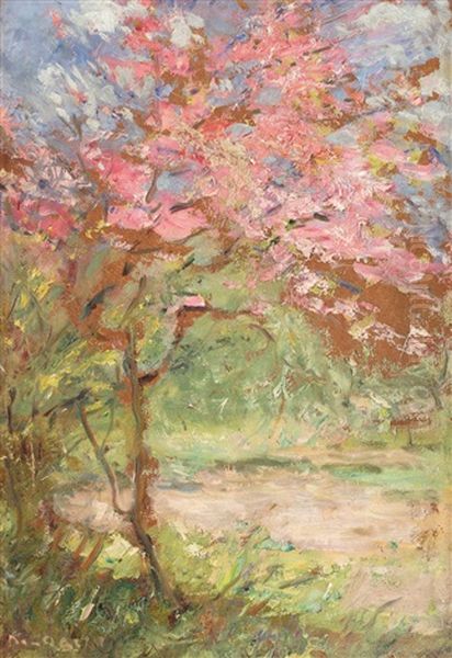 Cherry Blossom Oil Painting by Kimon Loghi