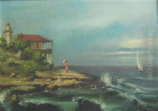 At The Seaside At Constanta Oil Painting by Kimon Loghi