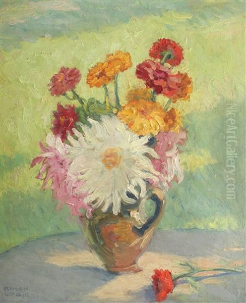 Chrysanthemums Oil Painting by Kimon Loghi