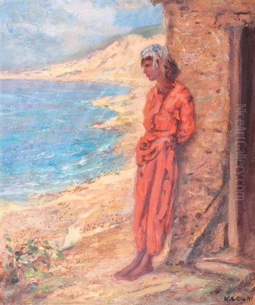 Turkish Girl In Balcik Oil Painting by Kimon Loghi