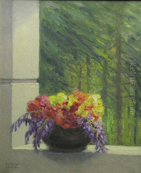 Flowers On The Sill Oil Painting by Kimon Loghi