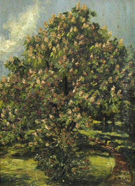 Tree In Blossom Oil Painting by Kimon Loghi