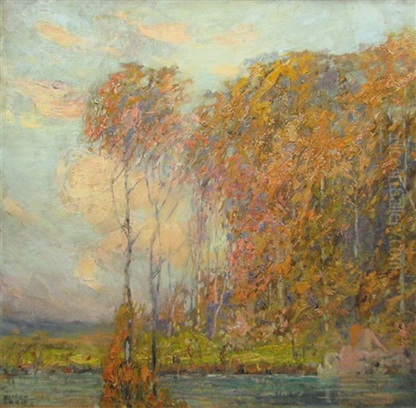 Willows In Autumn Oil Painting by Kimon Loghi