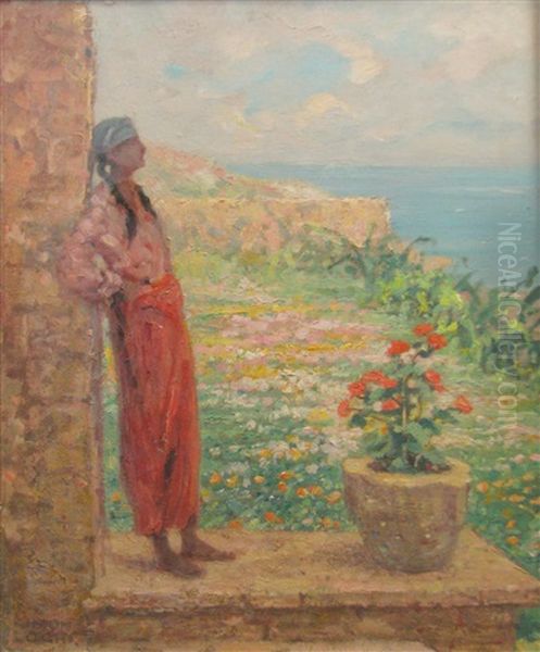 Tatar Woman In Balcic Oil Painting by Kimon Loghi