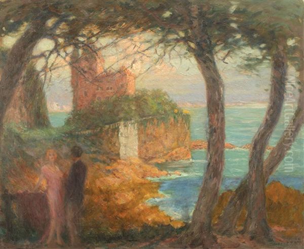 Promenade In Biarritz Oil Painting by Kimon Loghi