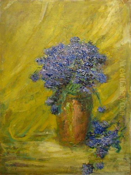 Vase With Bluebonnets Oil Painting by Kimon Loghi