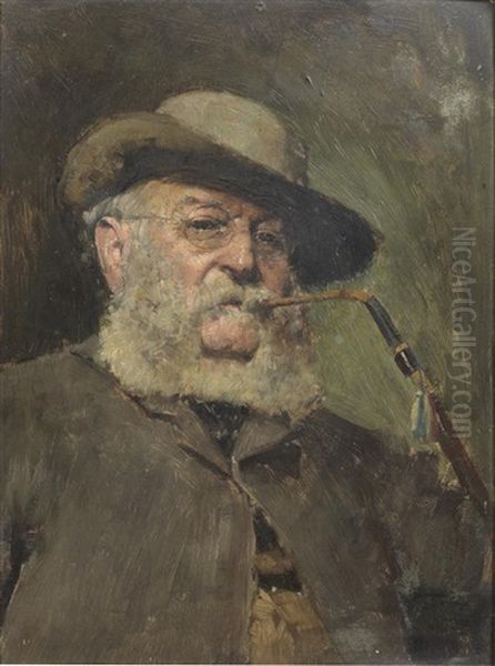 Portrait Of Josef Wolf (1820-1899) Oil Painting by William Logsdail