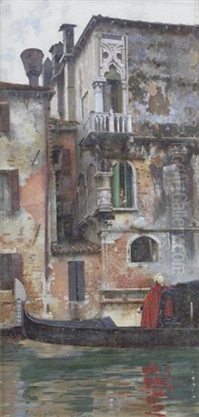 A Corner Of The Palazzo Camello, Venice Oil Painting by William Logsdail