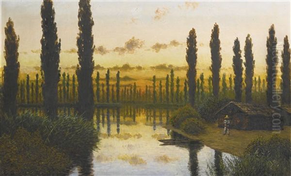 Garden Of Xochimilco Oil Painting by August Loehr