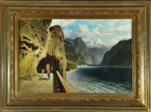 Die Achsenstrase Am Vierwaldstattersee Oil Painting by August Loehr