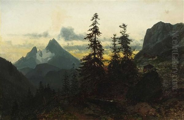 Motiv Von Der Eck-alm Oil Painting by August Loehr