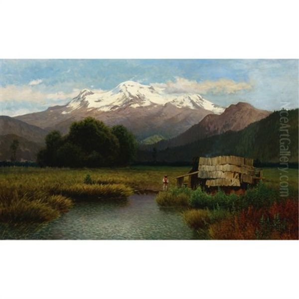 Volcano Iztaccihuatl Oil Painting by August Loehr