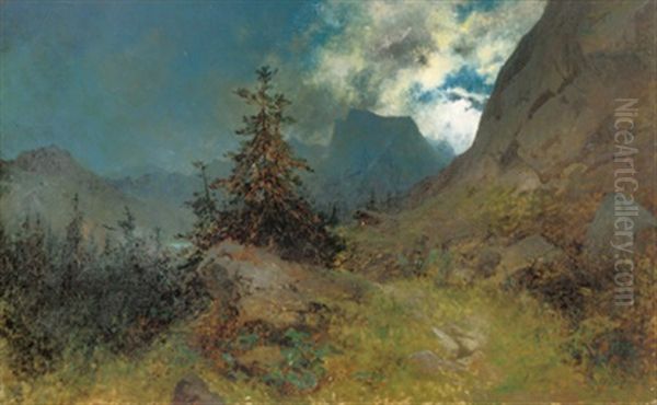 Abendstimmung Im Gebirge Oil Painting by August Loehr