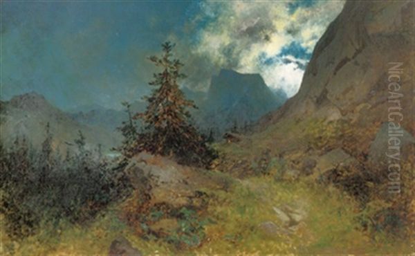 Abendstimmung Im Gebirge Oil Painting by August Loehr