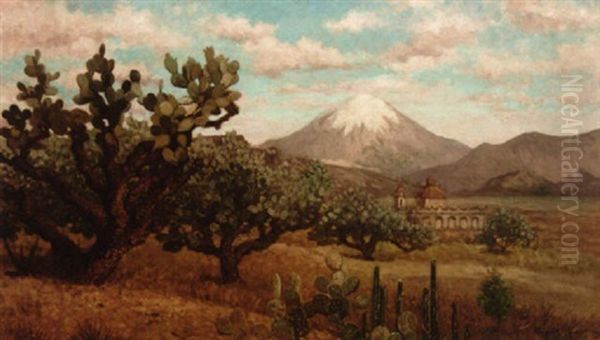 Popocatepetl Oil Painting by August Loehr