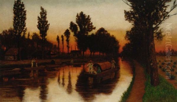 Canal De Santa Anita Oil Painting by August Loehr