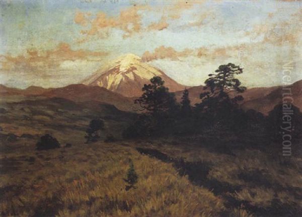 Le Mont Popocatepetl, Mexique Oil Painting by August Loehr