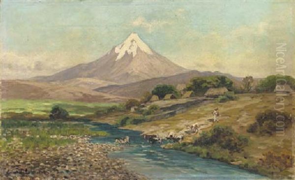 Popocatepetl Oil Painting by August Loehr