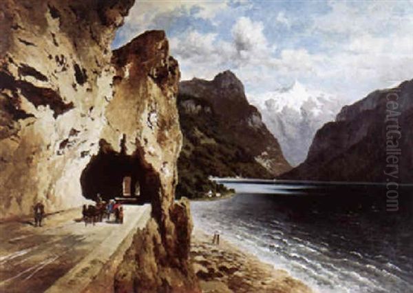 Die Achsenstrasse Am Vierwaldstattersee by August Loehr