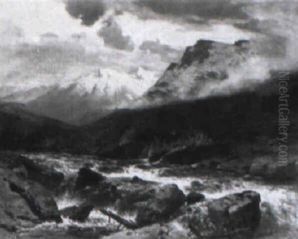 The Tyrol Alps Oil Painting by August Loehr